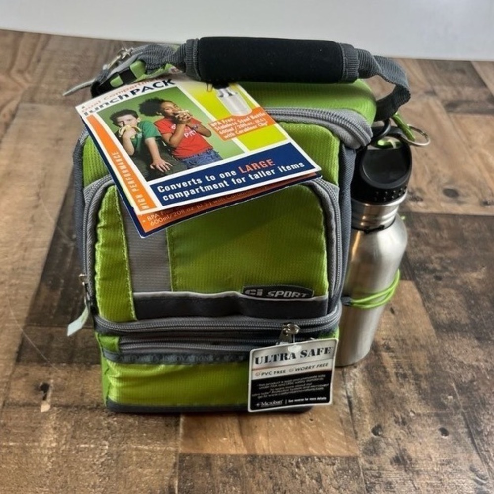 Ci SPORT Dual Compartment Thermal Insulated Lunch Pack, Stainless Steel Bott